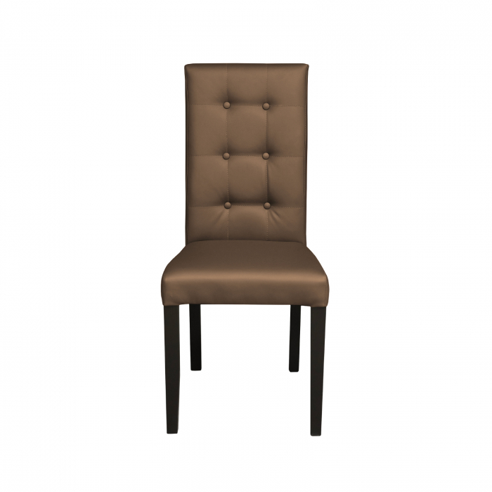 Scaun living TEO LUX, picioare lemn wenge, piele ecologica cappuccino, 46x60x98 cm