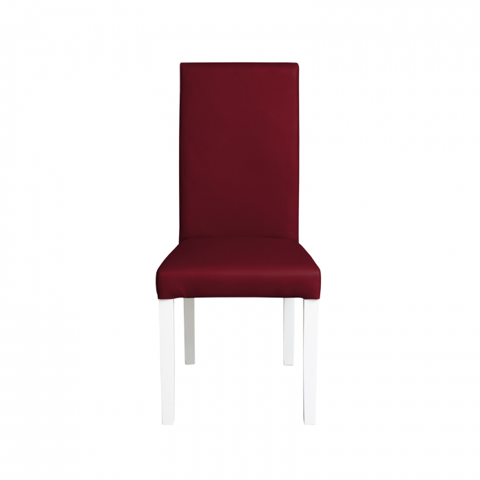 Scaun living TEO, picioare lemn alb, piele ecologica bordo, 46x60x98 cm