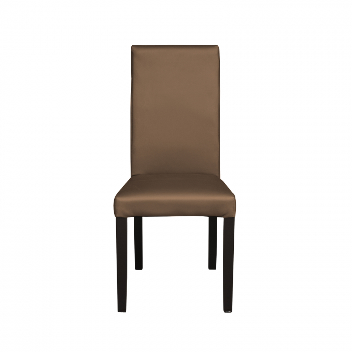 Scaun living TEO, picioare lemn wenge, piele ecologica cappuccino, 46x60x98 cm