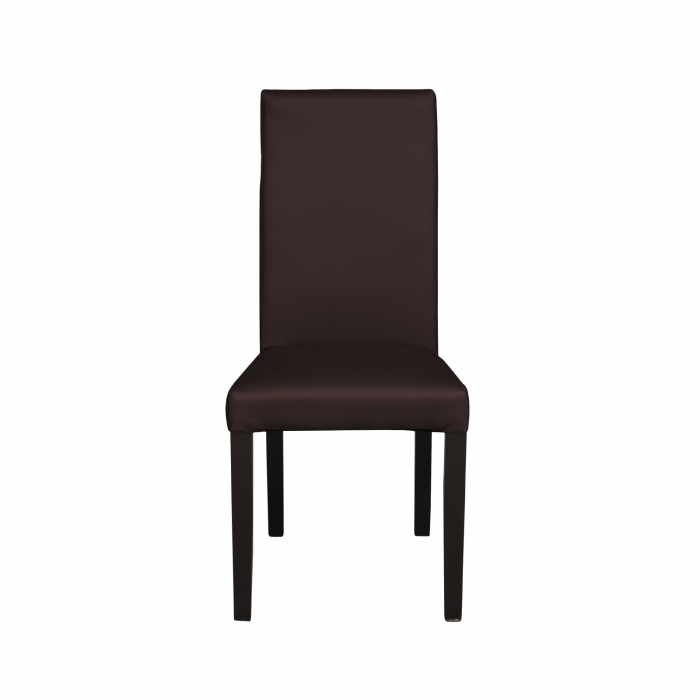 Scaun living TEO, picioare lemn wenge, piele ecologica maro inchis, 46x60x98 cm