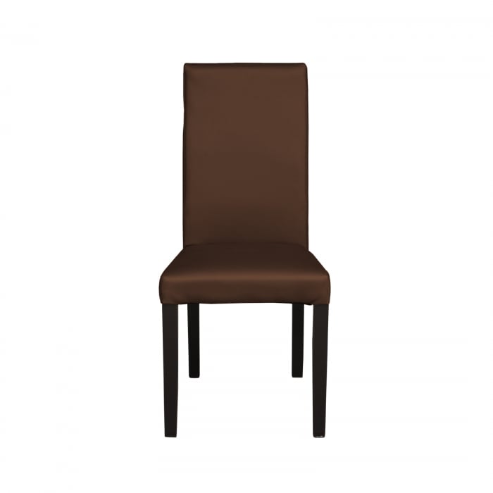 Scaun living TEO, picioare lemn wenge, piele ecologica maro deschis, 46x60x98 cm