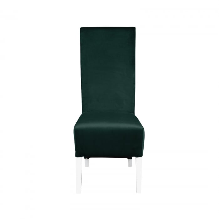 Scaun living VANESSA, picioare lemn alb, stofa verde smarald, 47x60x110 cm