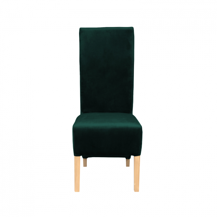 Scaun living VANESSA, picioare lemn natur, stofa verde smarald, 47x60x110 cm