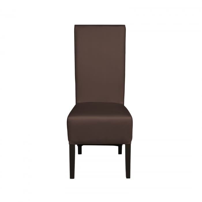 Scaun living VANESSA, picioare lemn wenge, piele ecologica maro deschis, 47x60x110 cm