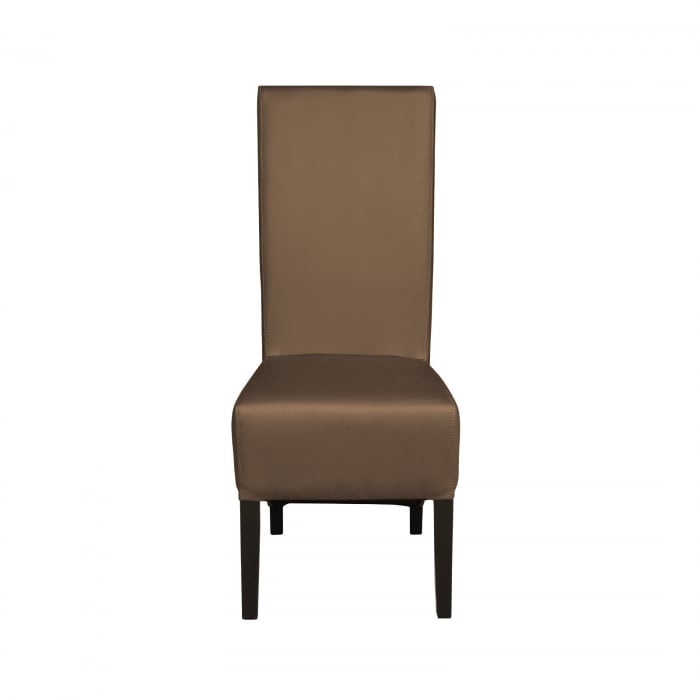 Scaun living VANESSA, picioare lemn wenge, piele ecologica cappuccino, 47x60x110 cm