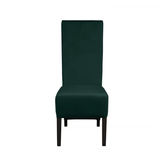 Scaun living VANESSA, picioare lemn wenge, stofa verde smarald, 47x60x110 cm