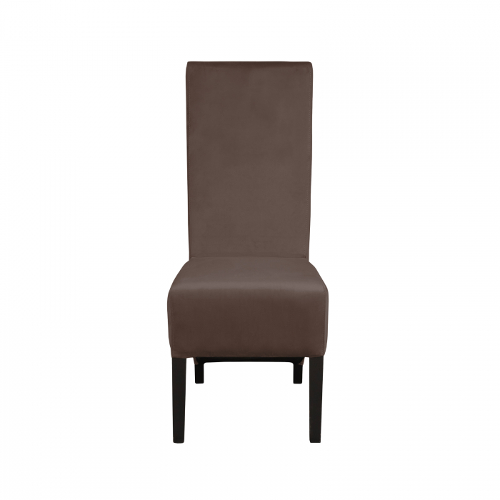 Scaun living VANESSA, picioare lemn wenge, stofa maro, 47x60x110 cm