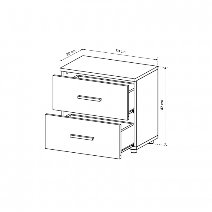 Set 2 Noptiere ALMA, 2 sertare, pin antichizat, 50x30x42 cm - Expomob [4]