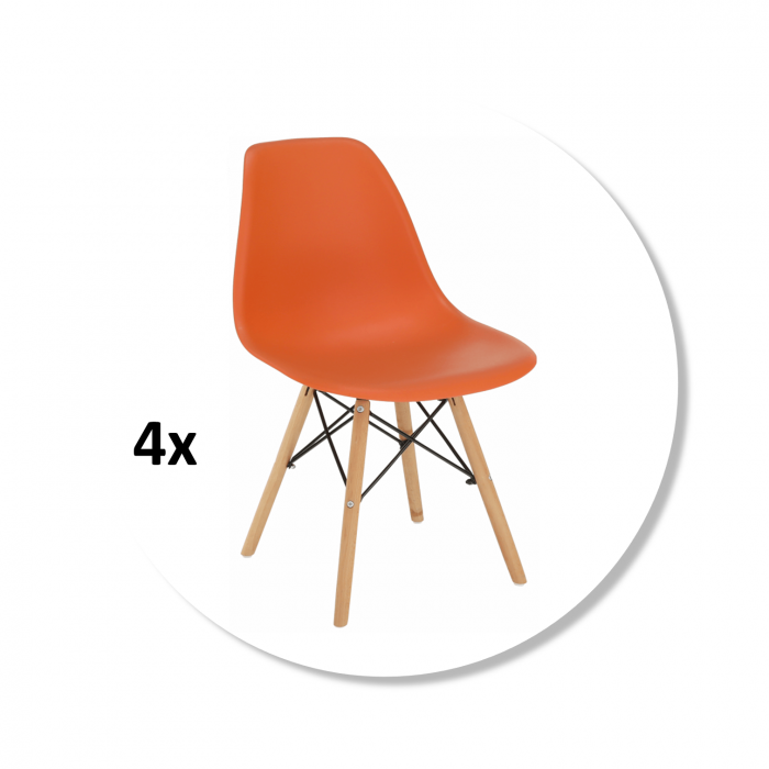 Set 4 scaune living CINKLA 3 NEW, portocaliu, 46x82x54 cm