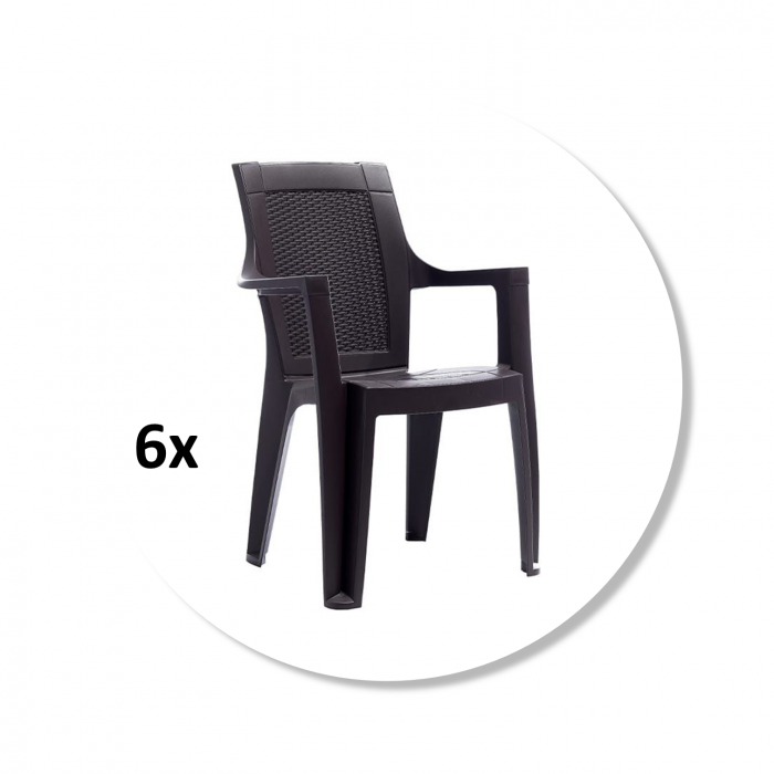 Set 6 scaune gradina ELEGANCE, model ratan, antracit, 62x57x88 cm