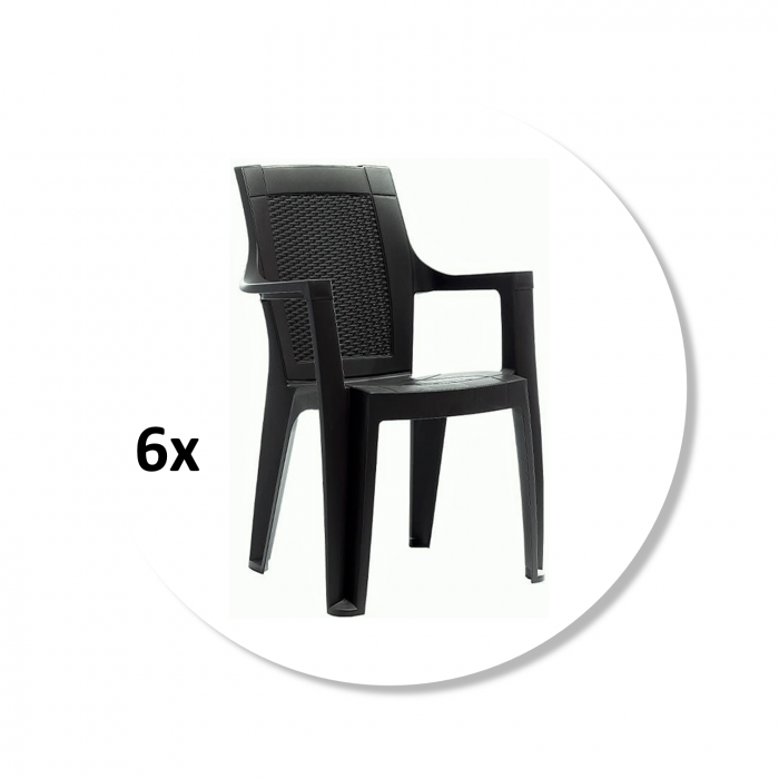 Set 6 scaune gradina ELEGANCE, model ratan, maro, 62x57x88 cm