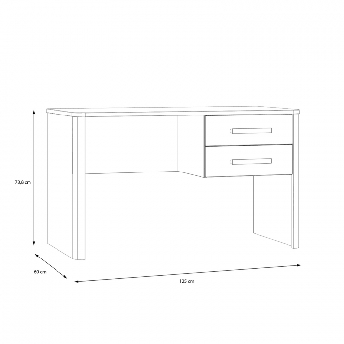 Set Birou RAMIRO, cu 2 sertare 125x60x74 cm + etajera birou RAMIRO, cu spatii depozitare, 140x26x60 cm, alb + stejar Artisan [10]