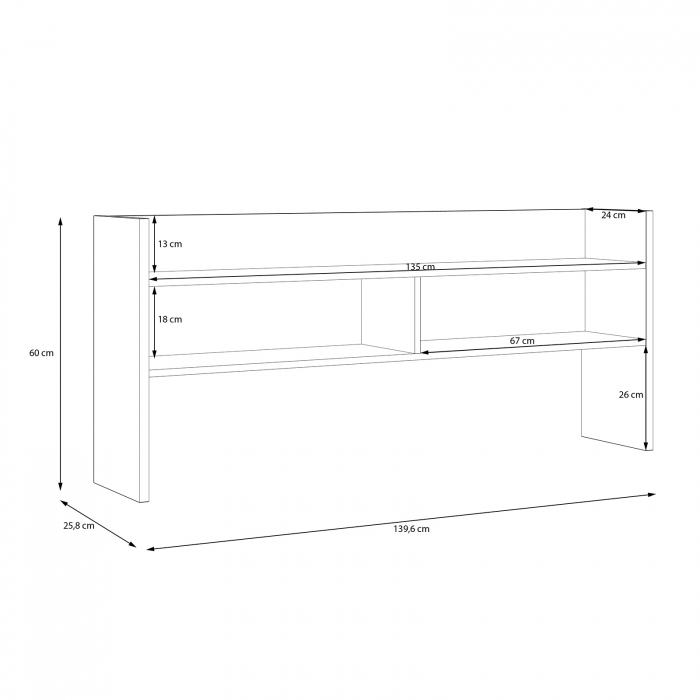 Set Birou RAMIRO, cu 2 sertare 125x60x74 cm + etajera birou RAMIRO, cu spatii depozitare, 140x26x60 cm, alb + stejar Artisan [13]