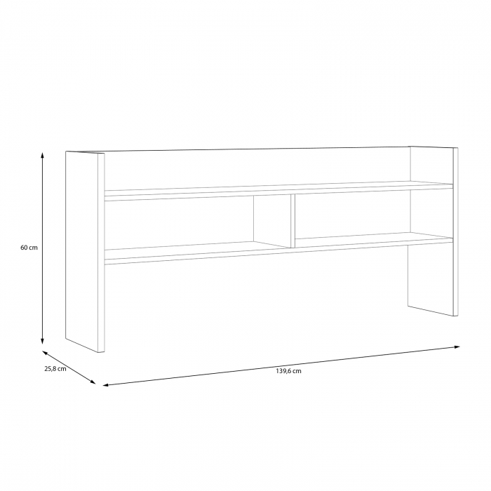 Set Birou RAMIRO, cu 2 sertare 125x60x74 cm + etajera birou RAMIRO, cu spatii depozitare, 140x26x60 cm, alb + stejar Artisan [12]