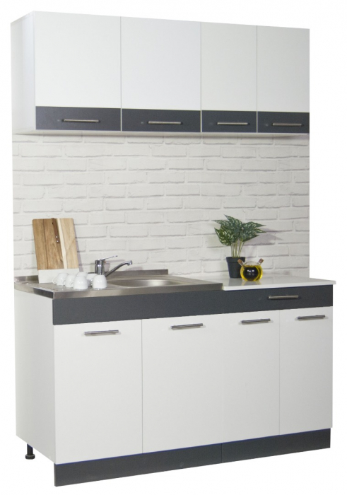 Set bucatarie SARONA 140 cm, 4 corpuri, blat PAL, alb + antracit [1]