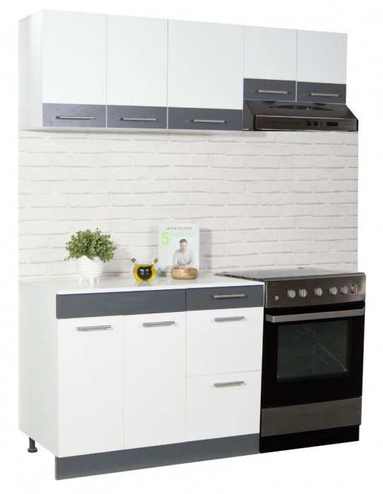 Set bucatarie SARONA 160 cm, 5 corpuri, blat PAL, alb + antracit [1]