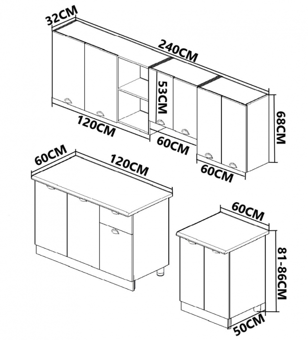 Set bucatarie SQUARE 240 cm, 7 corpuri, blat termorezistent, fronturi MDF, fagSet bucatarie SQUARE 240 cm, 7 corpuri, blat termorezistent, fronturi MDF, fag [3]