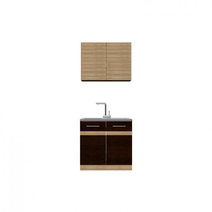 Set bucatarie yasmin, l 80, 2 corpuri, corp sonoma inchis, fronturi sonoma inchis