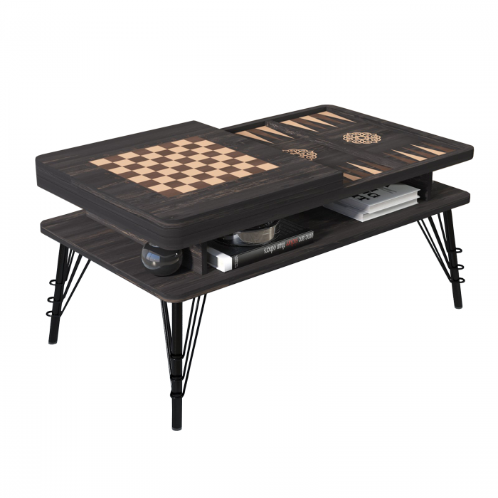 Set Canapea SALLY extensibila, maro + bej si masuta cafea TABLE, wenge [8]