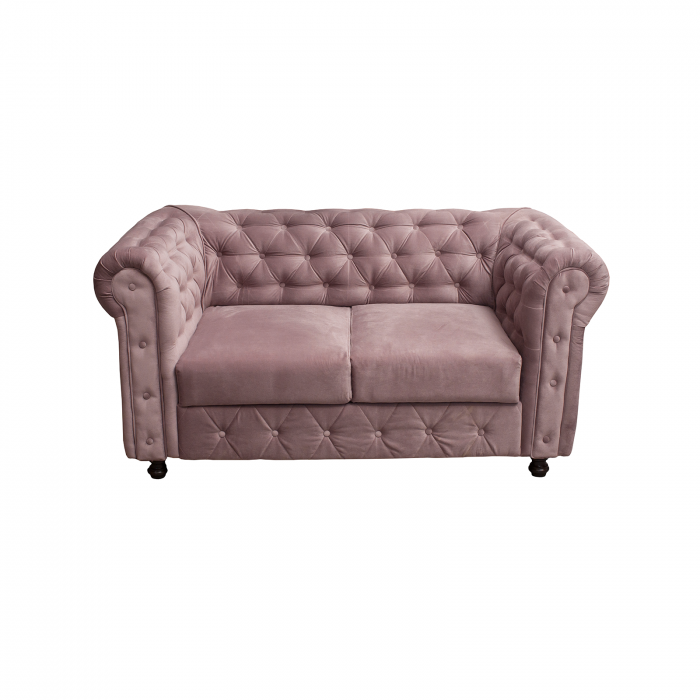 Set CHESTERFIELD 2-1-1, canapea fixa 2 locuri si 2 fotolii fixe, roz prafuit - ExpoMob [2]