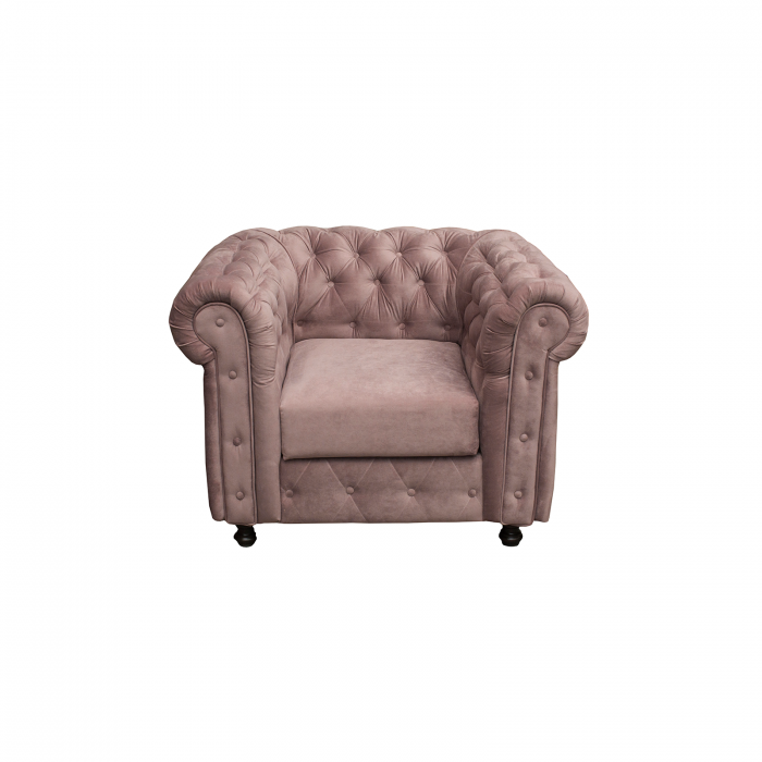 Set CHESTERFIELD 2-1-1, canapea fixa 2 locuri si 2 fotolii fixe, roz prafuit - ExpoMob [5]