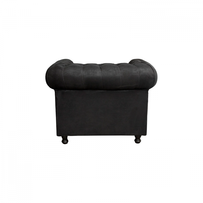 Set CHESTERFIELD 2-1-1, canapea fixa 2 locuri si 2 fotolii fixe, negru - ExpoMob [8]