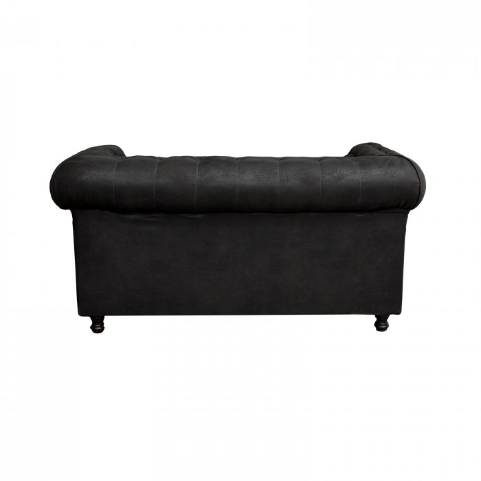 Set CHESTERFIELD 2-1-1, canapea fixa 2 locuri si 2 fotolii fixe, negru - ExpoMob [4]