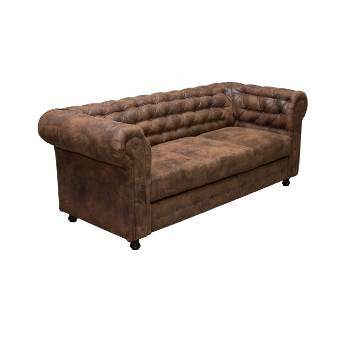 Set CHESTERFIELD 3-1-1, canapea extensibila 3 locuri si 2 fotolii fixe, maro - 1 Taburet Cadou - ExpoMob [5]