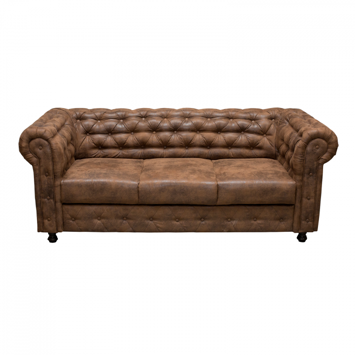 Set CHESTERFIELD 3-1-1, canapea extensibila 3 locuri si 2 fotolii fixe, maro - 1 Taburet Cadou - ExpoMob [4]