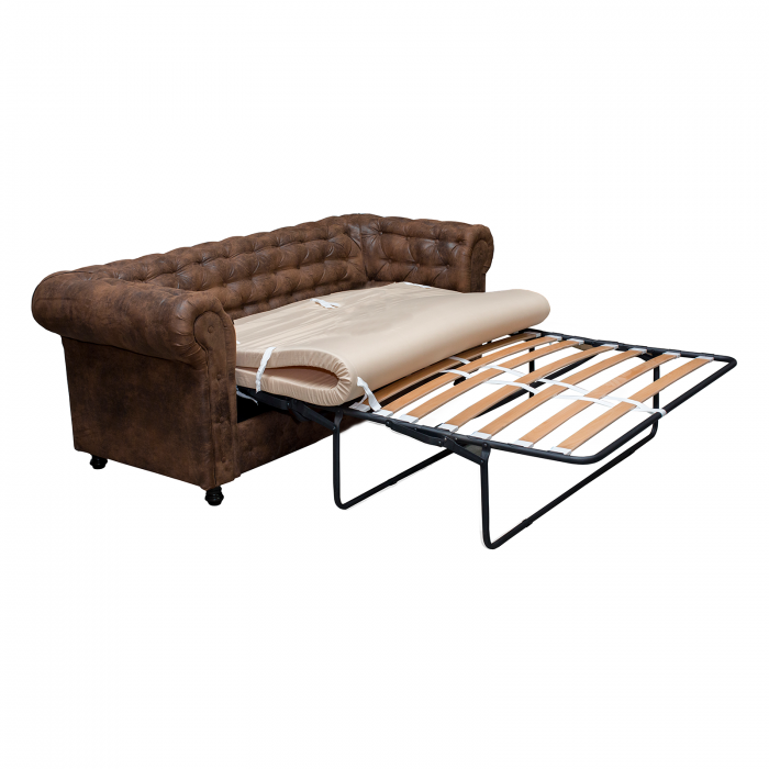 Set CHESTERFIELD 3-1-1, canapea extensibila 3 locuri si 2 fotolii fixe, maro - 1 Taburet Cadou - ExpoMob [7]