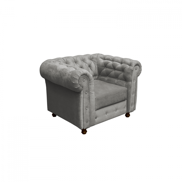Set CHESTERFIELD 3-1-1, canapea extensibila 3 locuri si 2 fotolii fixe, gri deschis + 1 Taburet Cadou - ExpoMob [12]