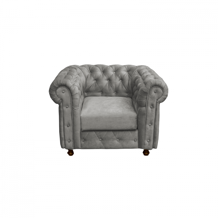 Set CHESTERFIELD 3-1-1, canapea extensibila 3 locuri si 2 fotolii fixe, gri deschis + 1 Taburet Cadou - ExpoMob [11]