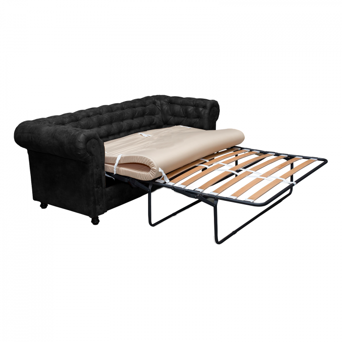 Set Canapea Extensibila 3 Locuri si 2 Fotolii Fixe Chesterfield, negru - ExpoMob [6]