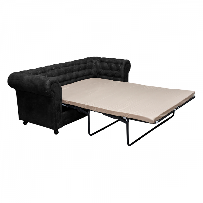 Set Canapea Extensibila 3 Locuri si 2 Fotolii Fixe Chesterfield, negru - ExpoMob [5]