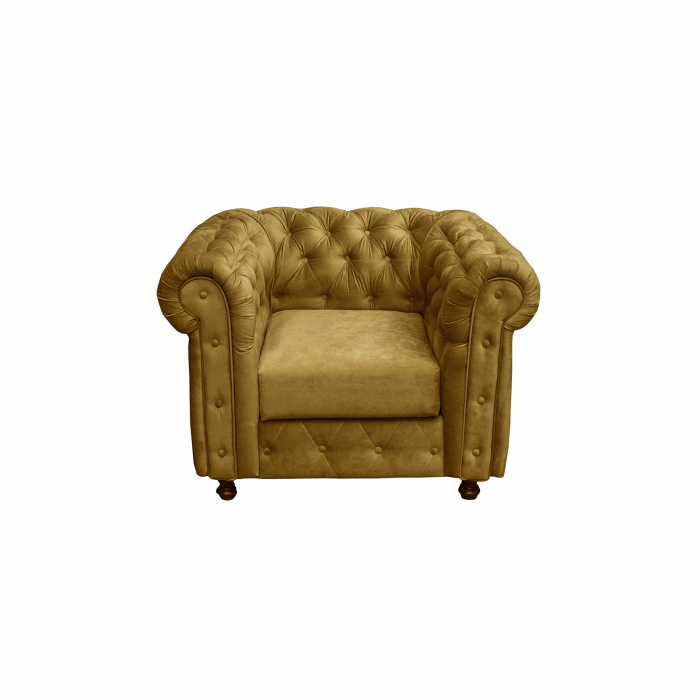 Set CHESTERFIELD 3-1-1, canapea  extensibila 3 locuri si 2 fotolii fixe, galben + 1 Taburet Cadou - ExpoMob [11]