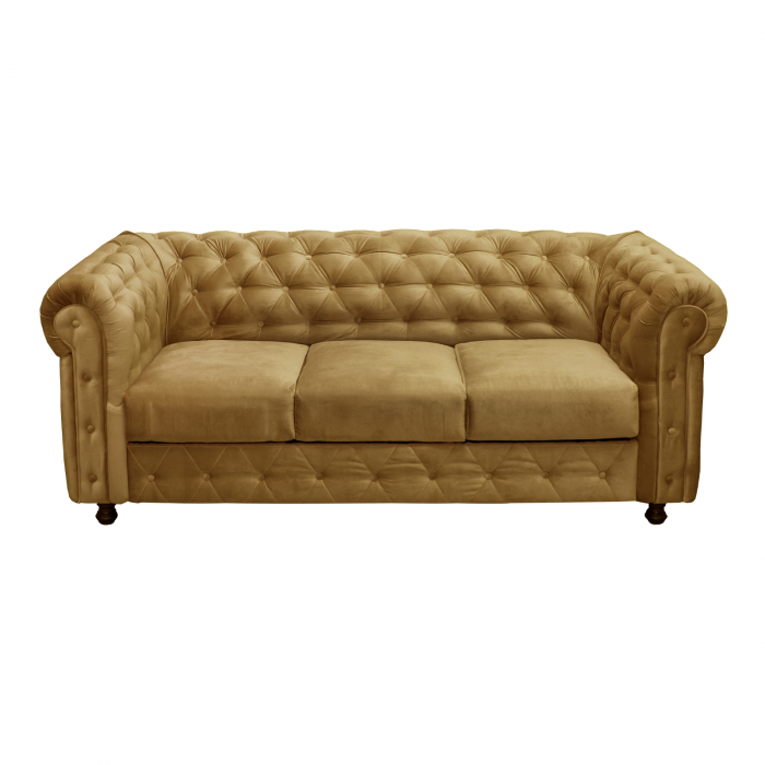 Set CHESTERFIELD 3-1-1, canapea  extensibila 3 locuri si 2 fotolii fixe, galben - ExpoMob [2]
