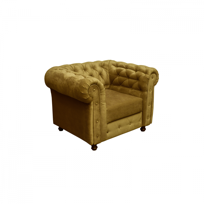 Set CHESTERFIELD 3-1-1, canapea  extensibila 3 locuri si 2 fotolii fixe, galben + 1 Taburet Cadou - ExpoMob [12]