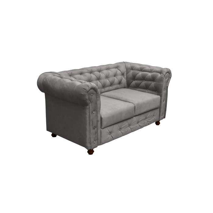 Set CHESTERFIELD 3-2-1, canapea extensibila 3 locuri, canapea fixa 2 locuri si fotoliu fix, gri deschis - ExpoMob [10]