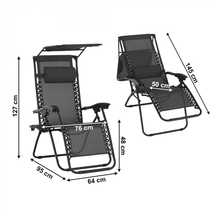 Set de 2 scaune reglabile de gradina, gri, KASPIAN - ExpoMob [4]