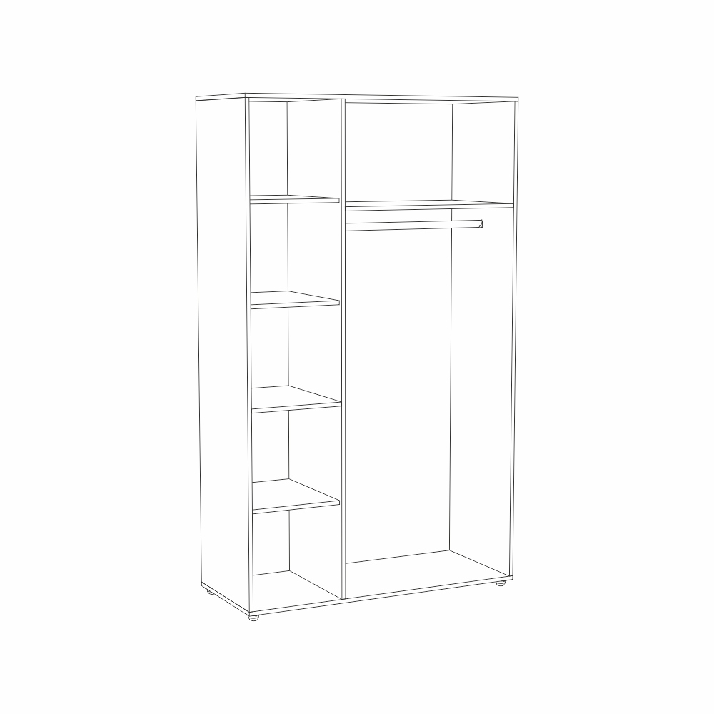 Set dormitor ALMA, 4 piese, pat 160x200 cm, dulap cu 3 usi, 2 noptiere, alb [7]