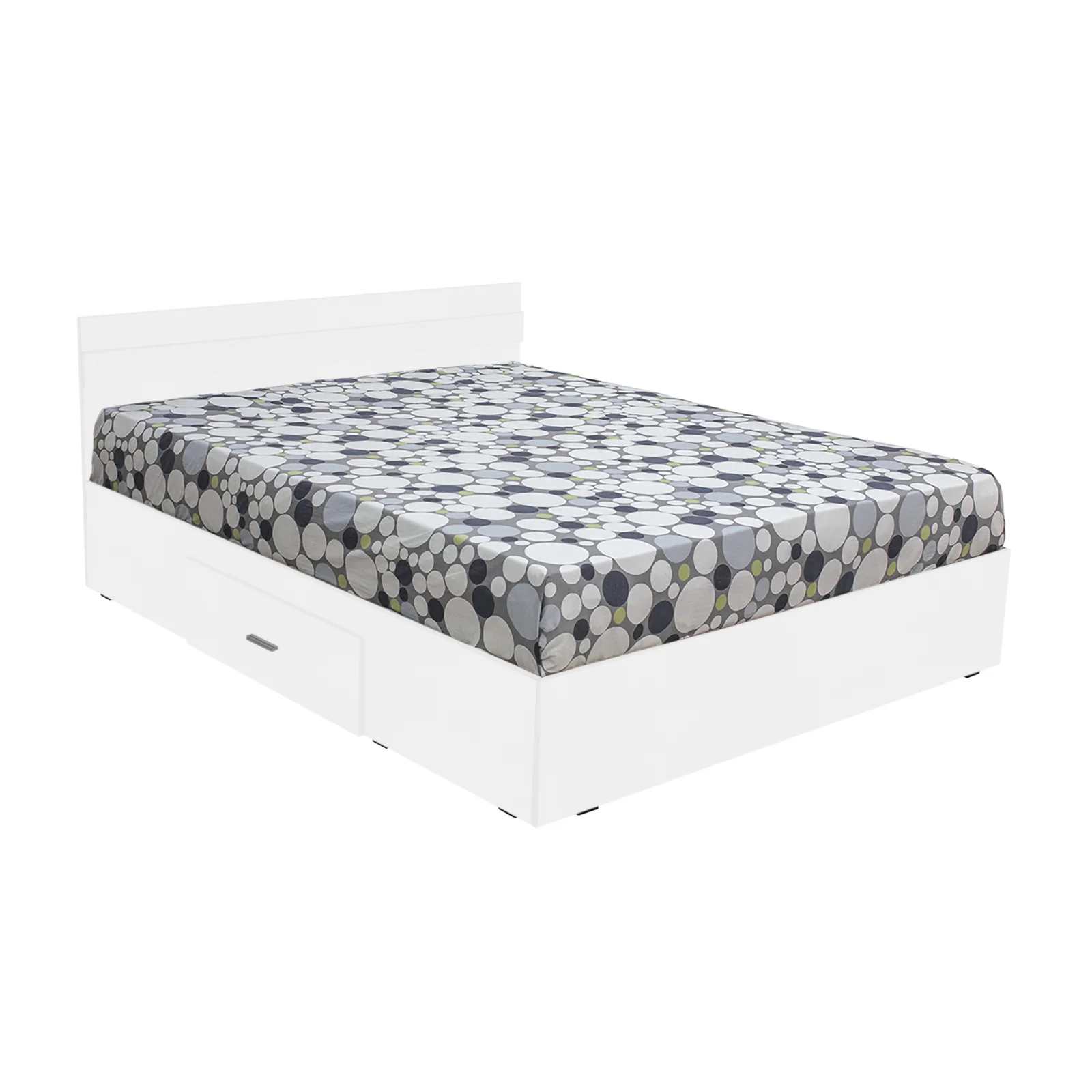 Set dormitor ALMA, 4 piese, pat 160x200 cm, dulap cu 3 usi, 2 noptiere, alb [2]