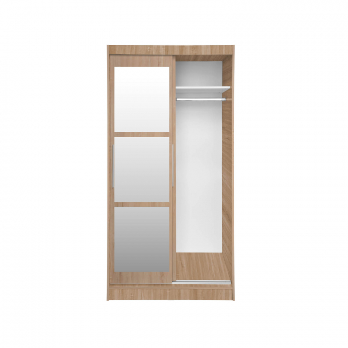 Set dormitor ALMA, 5 piese, pat 160x200 cm, dulap usi glisante cu oglinda, comoda, 2 noptiere, sonoma [5]
