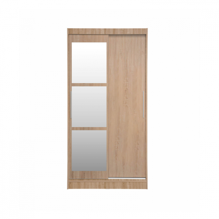Set dormitor ALMA, 5 piese, pat 160x200 cm, dulap usi glisante cu oglinda, comoda, 2 noptiere, sonoma [4]
