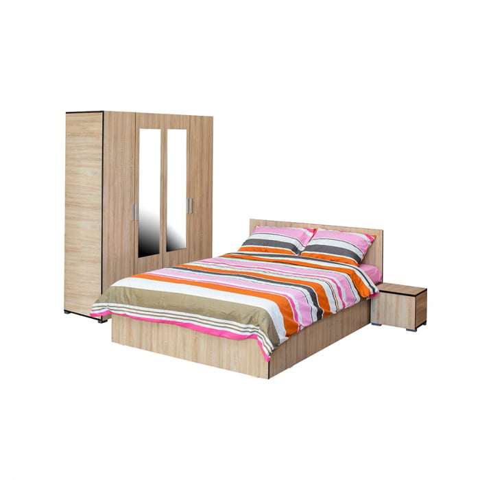 Set Complet Dormitor Corinne - Dulap 4 usi - Pat 140x200 - ExpoMob [1]