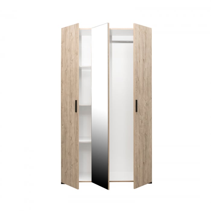 Set dormitor ECONO, 4 piese, pat 160x200 cm, dulap 3 usi, 2 noptiere, sherwood + gri - ExpoMob [4]