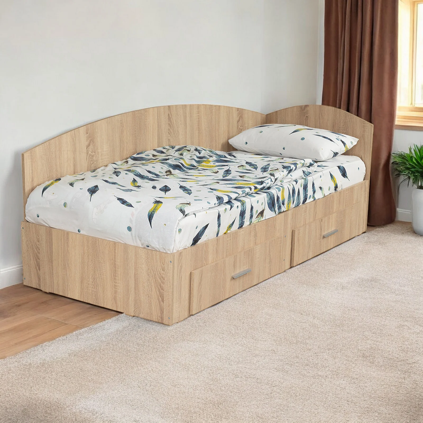 Set dormitor modular ALMA, 3 piese, pat de colt 120x200 cm, colt interschimbabil, dulap 2 usi, dulap 1 usa, sonoma deschis [9]