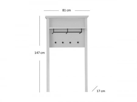 Set hol BRANDSON, 4 piese, dulap 2 usi, 2 comode, cuier, alb, 243x41x199 cm [6]