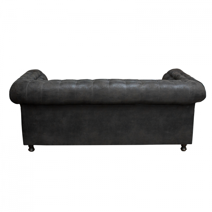 Set CHESTERFIELD 3-1-1, canapea  extensibila 3 locuri si 2 fotolii fixe, negru + 1 Taburet Cadou - ExpoMob [6]