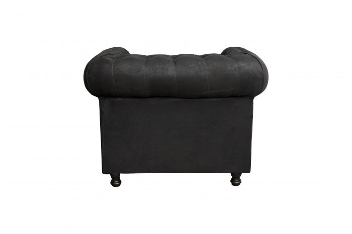Set CHESTERFIELD 3-1-1, canapea  extensibila 3 locuri si 2 fotolii fixe, negru + 1 Taburet Cadou - ExpoMob [13]
