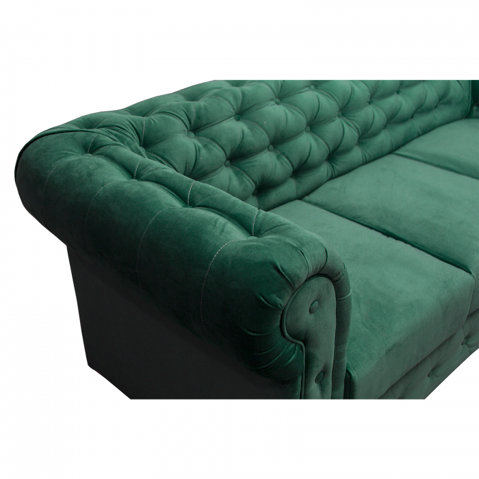Set CHESTERFIELD 3-1-1, canapea  extensibila 3 locuri si 2 fotolii fixe, verde + 1 Taburet Cadou - ExpoMob [8]